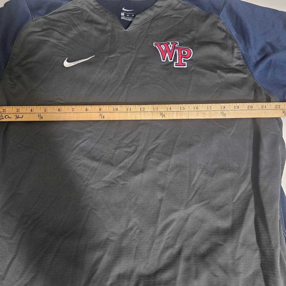 Nike Mens XL WP Training Top Grey Navy Blue V-Neck Long Sleeve Pullover Shirt - Picture 3 of 5